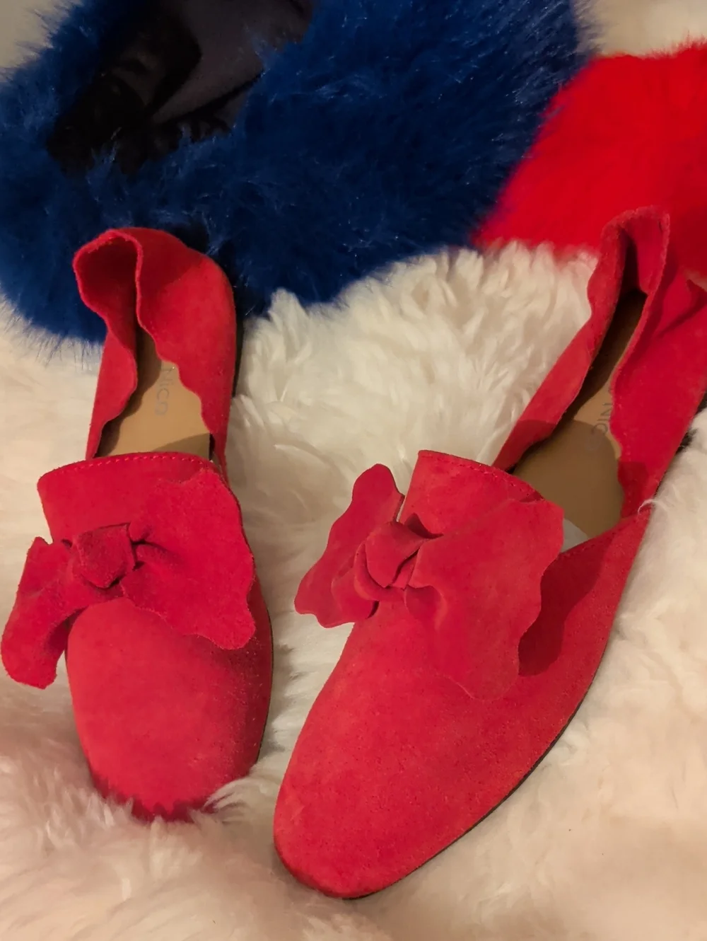 Klub Nico Women’s Red Suede Floral Bow Loafers